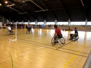 Démonstration de Badminton en fauteuil roulant 