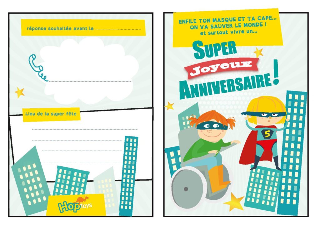 Carte d'invitation anniversaire enfant masque super héros - Fête