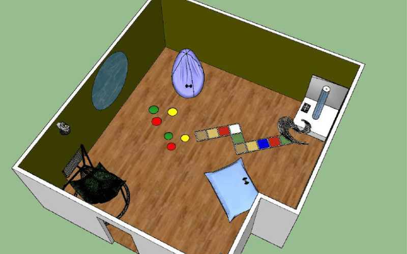 Plan 3D de la salle d'autorégulation de l'école